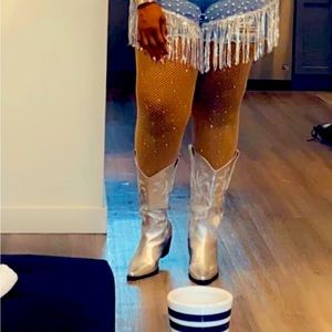 These silver cowboy boots are a great fit.  Only worn once.  Great for a concert